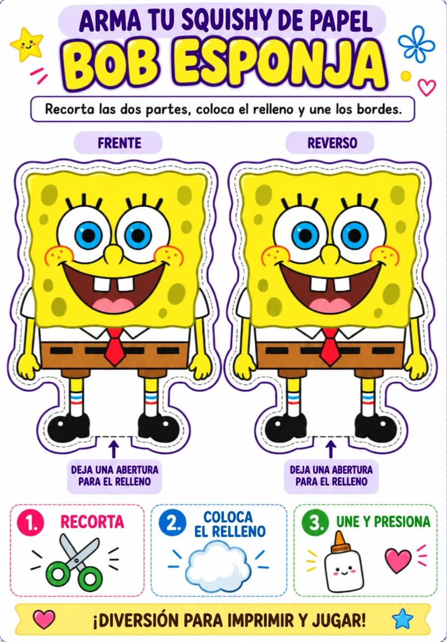 Molde de Bob Esponja listo para armar
